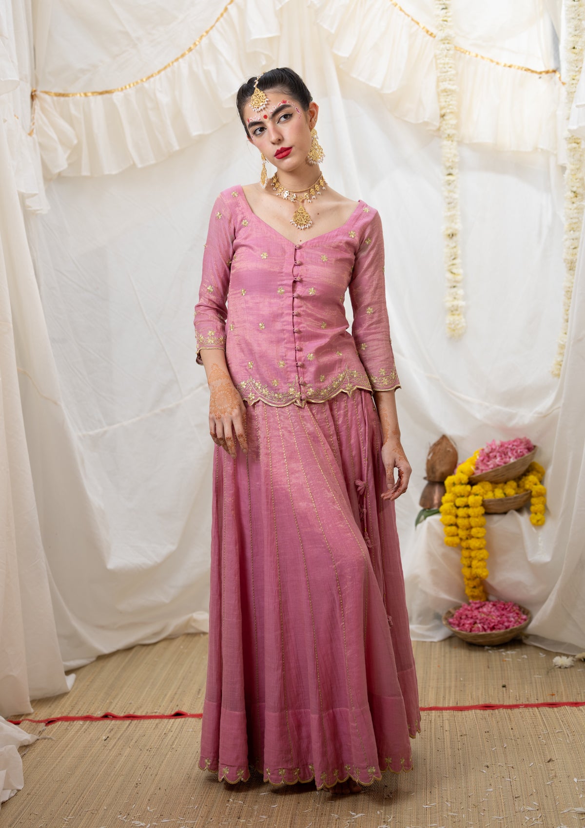 Geeta Tissue Skirt, Blouse & Dupatta Set