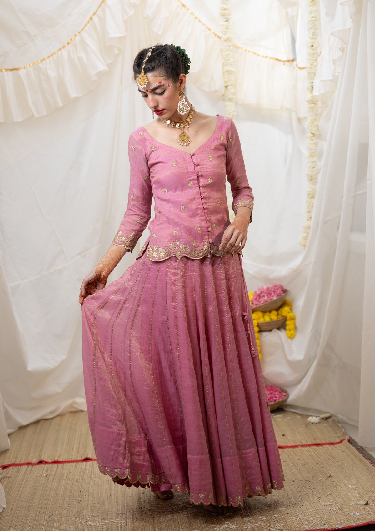 Geeta Tissue Skirt, Blouse & Dupatta Set