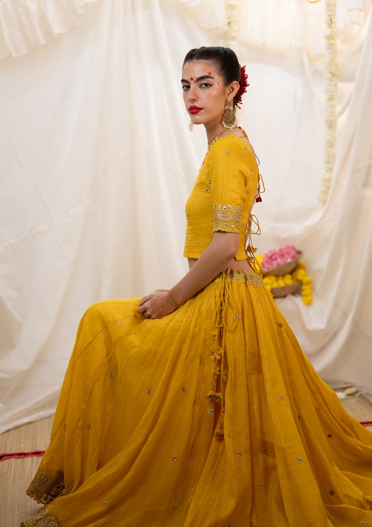 Shayari Yellow Tissue Chanderi Skirt