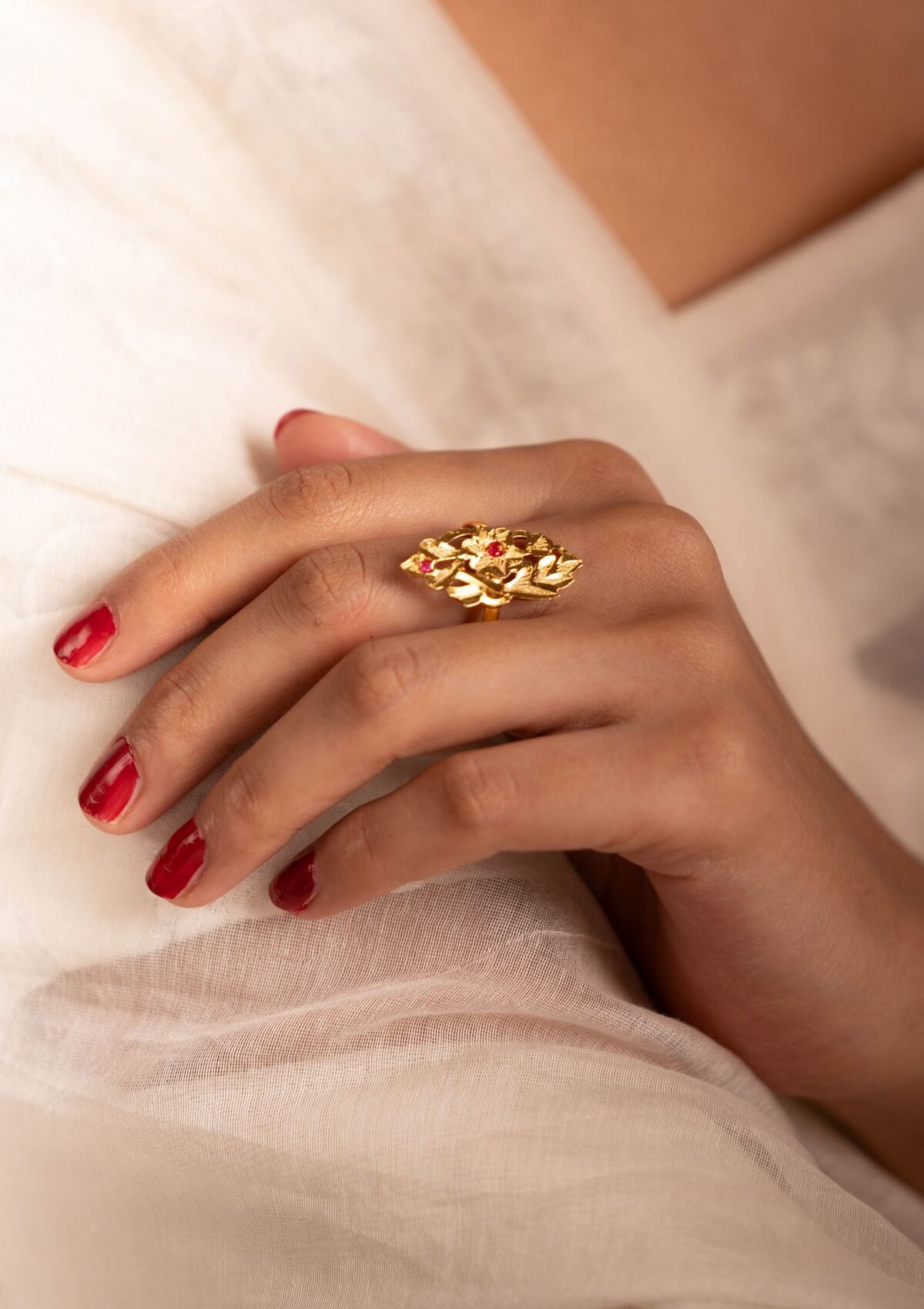 Gowri Gold Tone Silver Ring