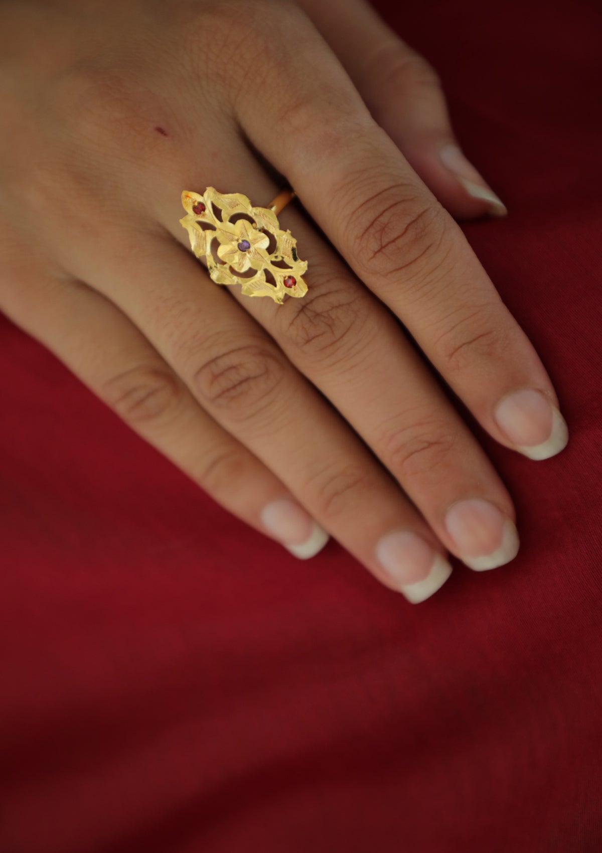 Gulbar Handmade Gold Tone Silver Ring