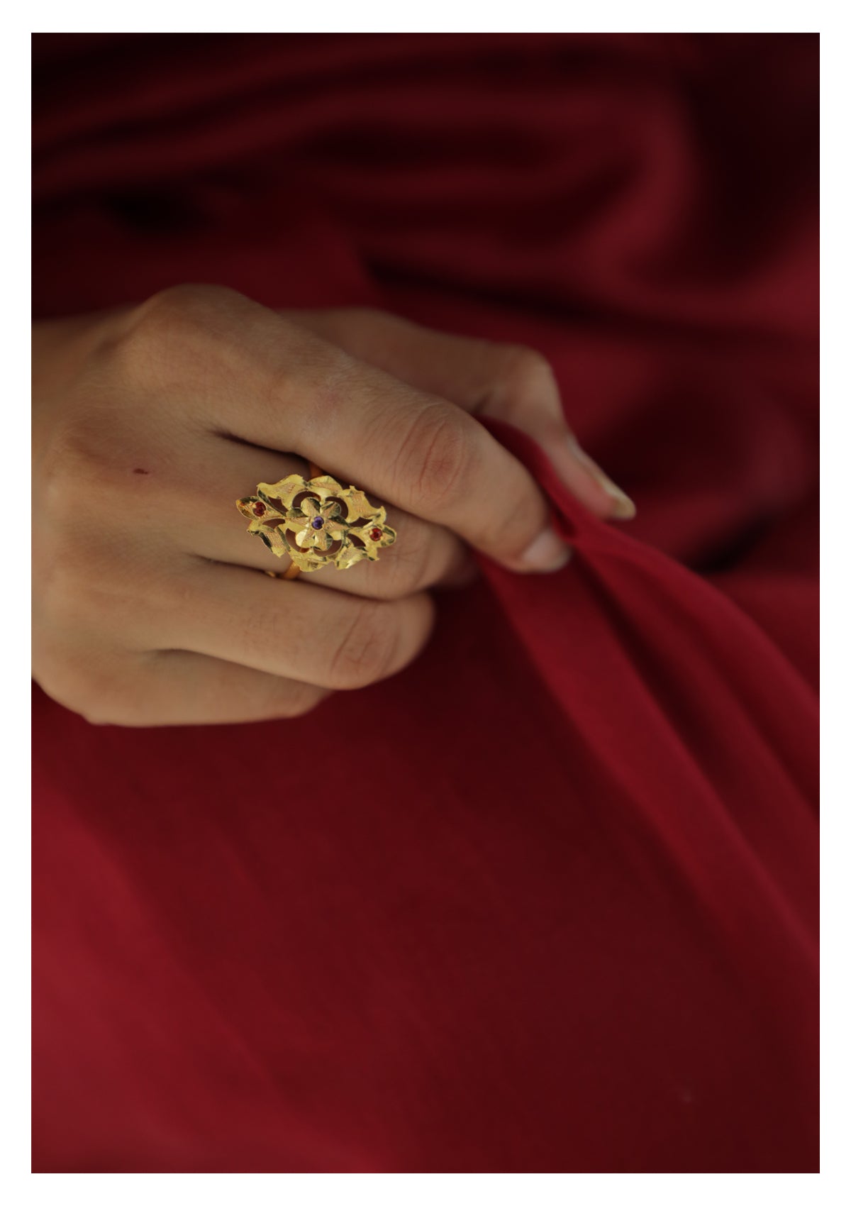 Gulbar Handmade Gold Tone Silver Ring