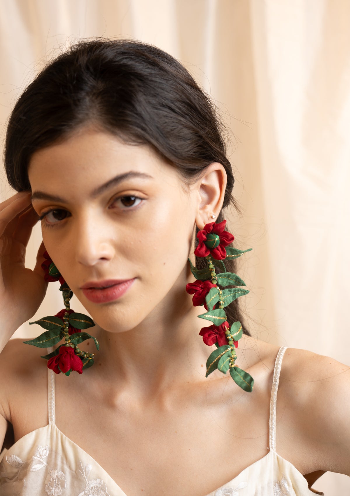 Bel Red Floral Earrings