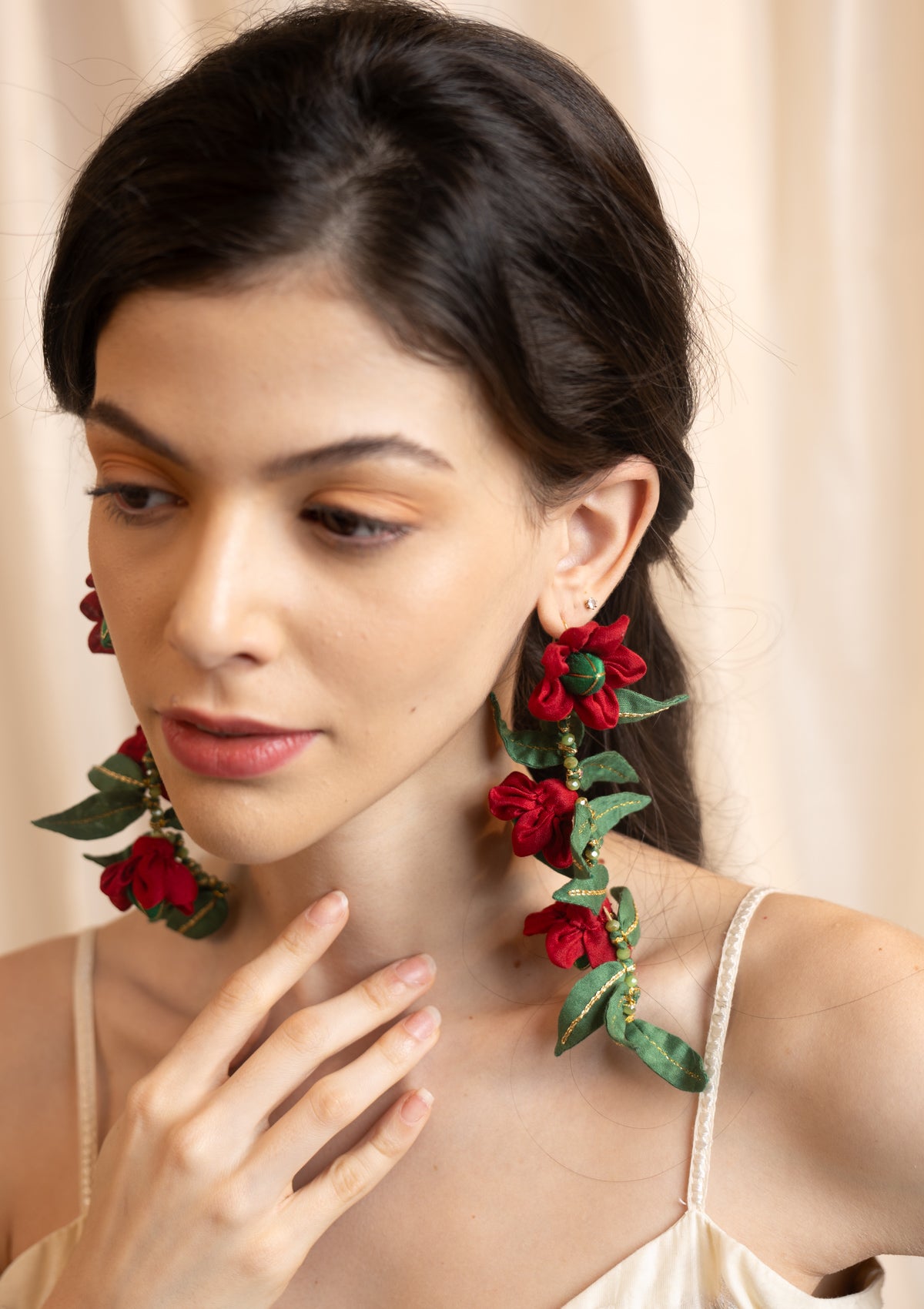 Bel Red Floral Earrings