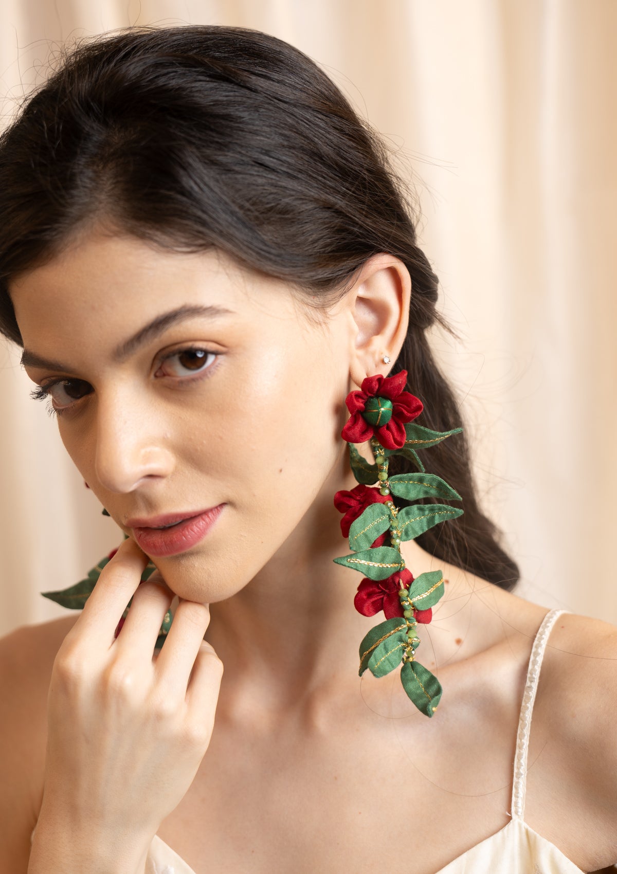 Bel Red Floral Earrings