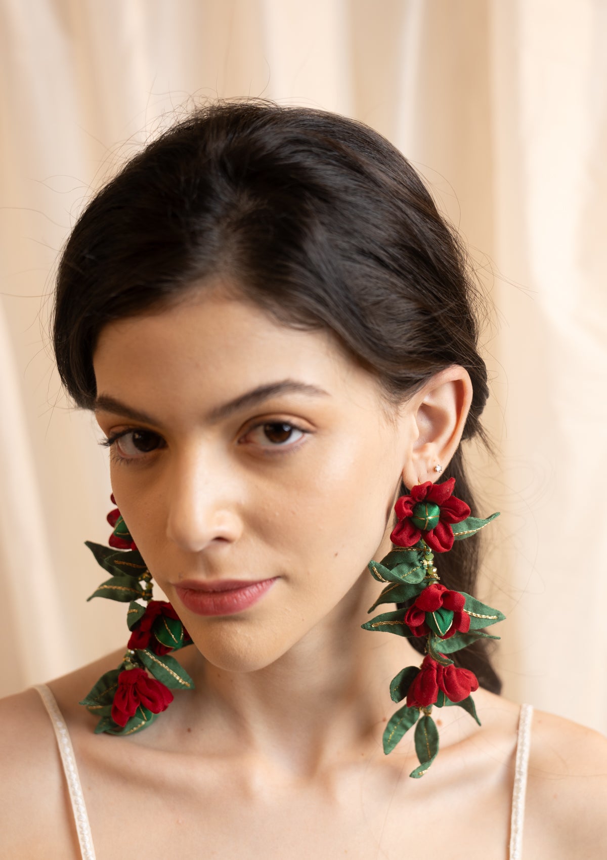 Bel Red Floral Earrings