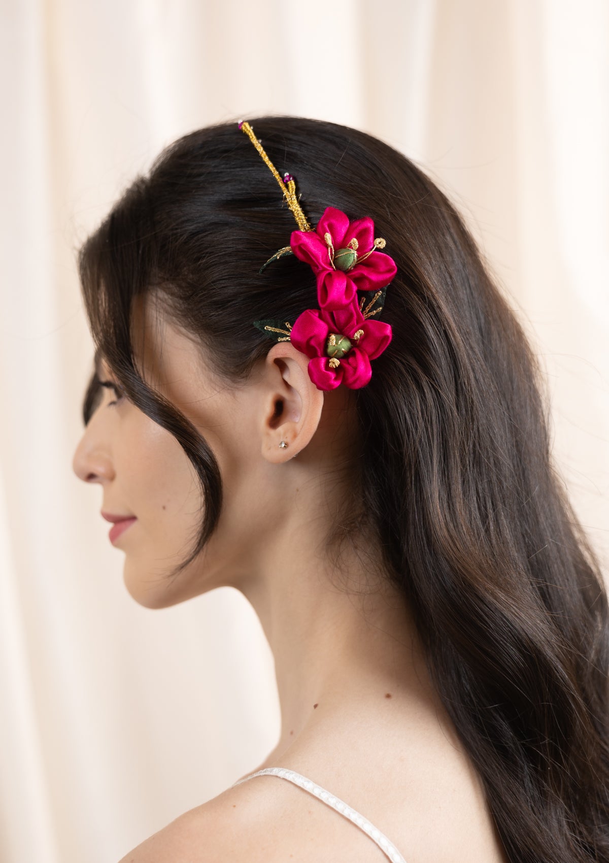 Flamingo Blossom Floral Comb Clip