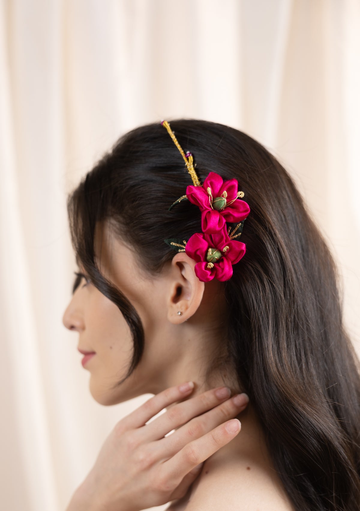 Flamingo Blossom Floral Comb Clip