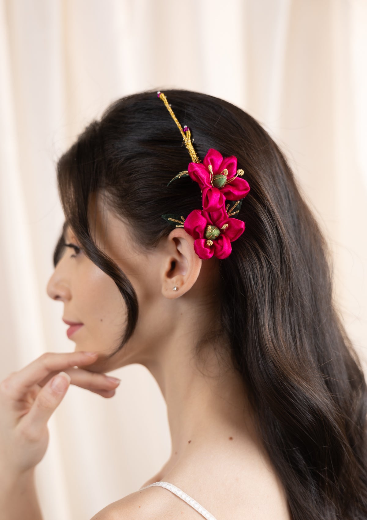 Flamingo Blossom Floral Comb Clip