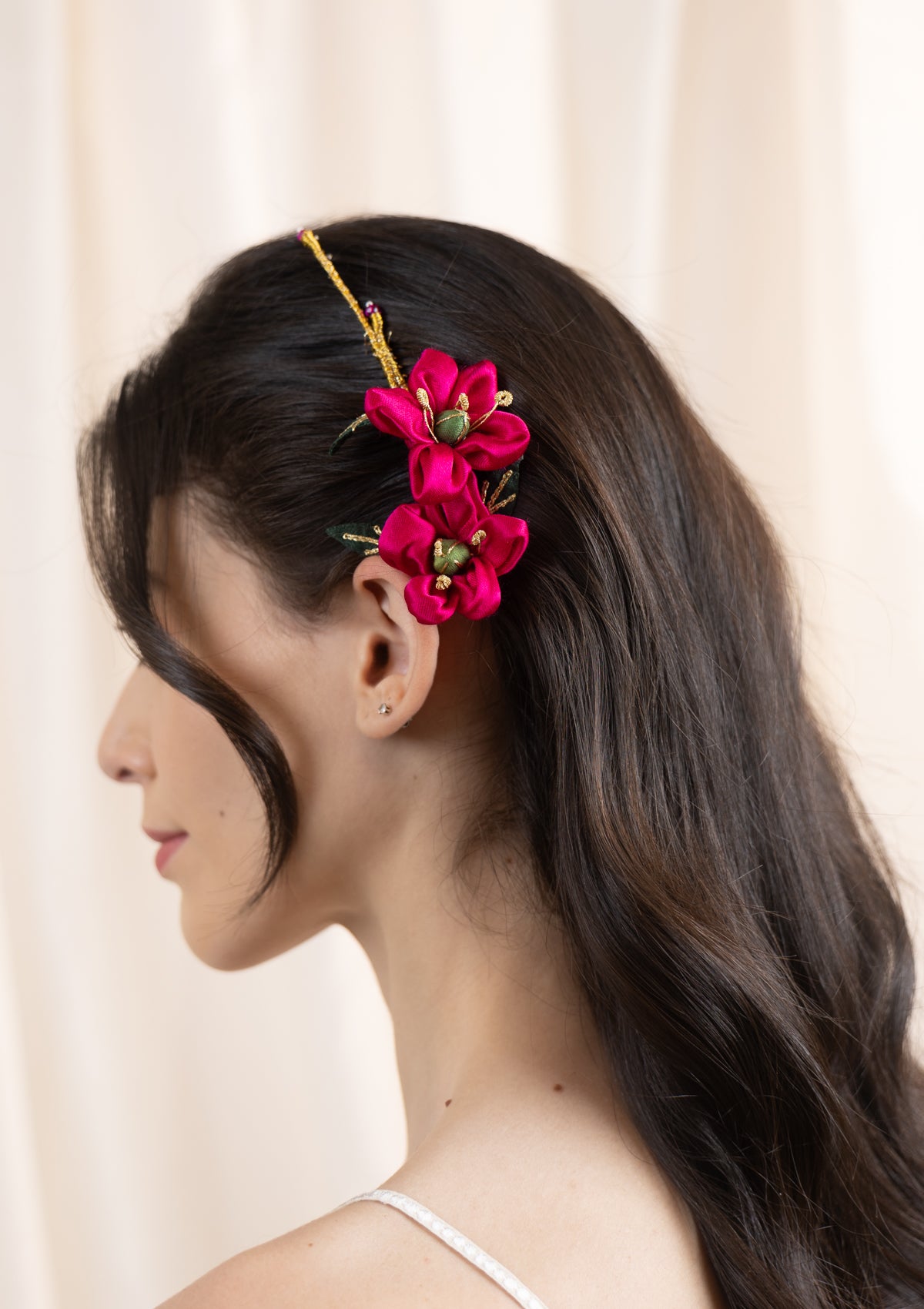 Flamingo Blossom Floral Comb Clip