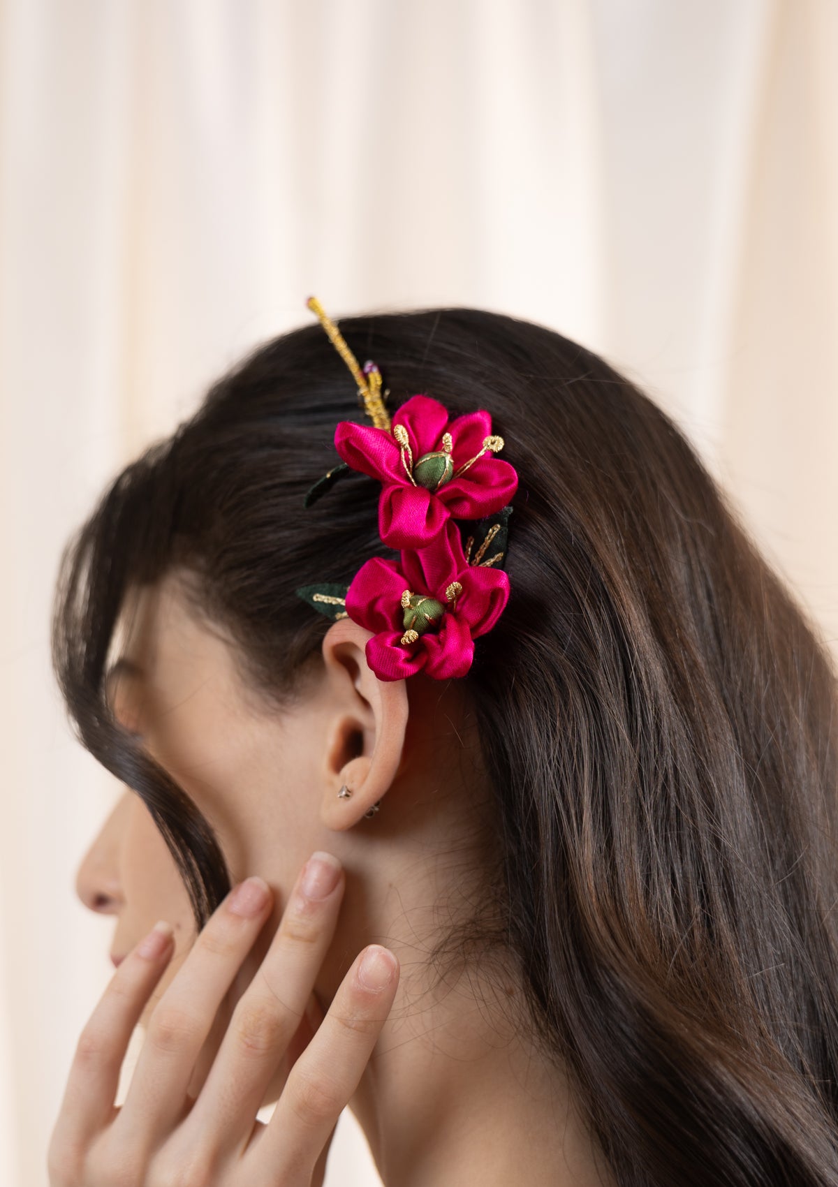 Flamingo Blossom Floral Comb Clip