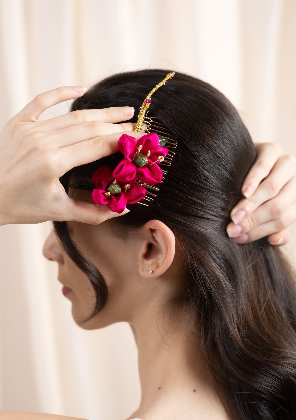 Flamingo Blossom Floral Comb Clip