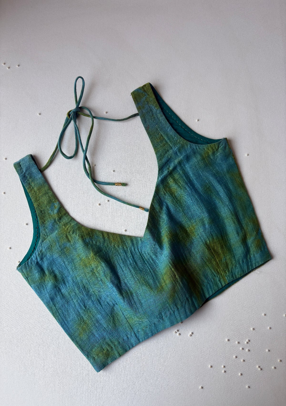 Teal Forest Chanderi Blouse - Size Small