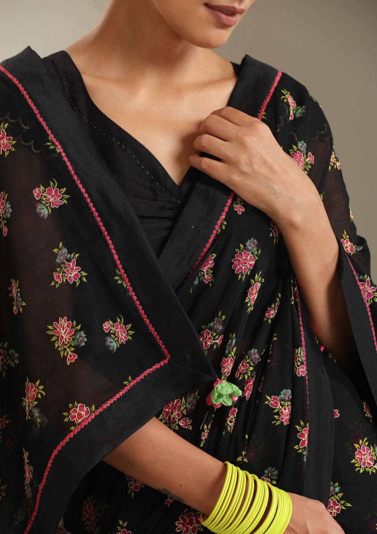 Jaunpur Black Cotton Saree