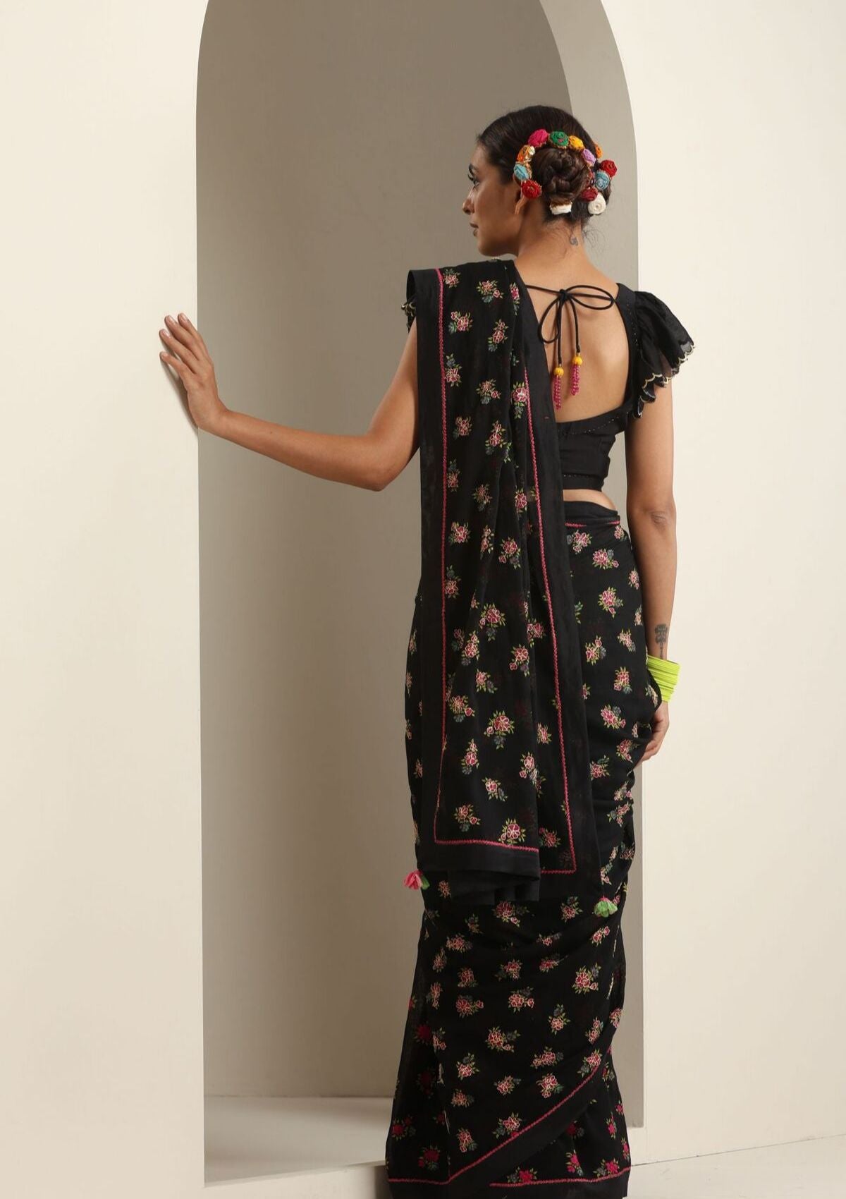 Jaunpur Black Cotton Saree