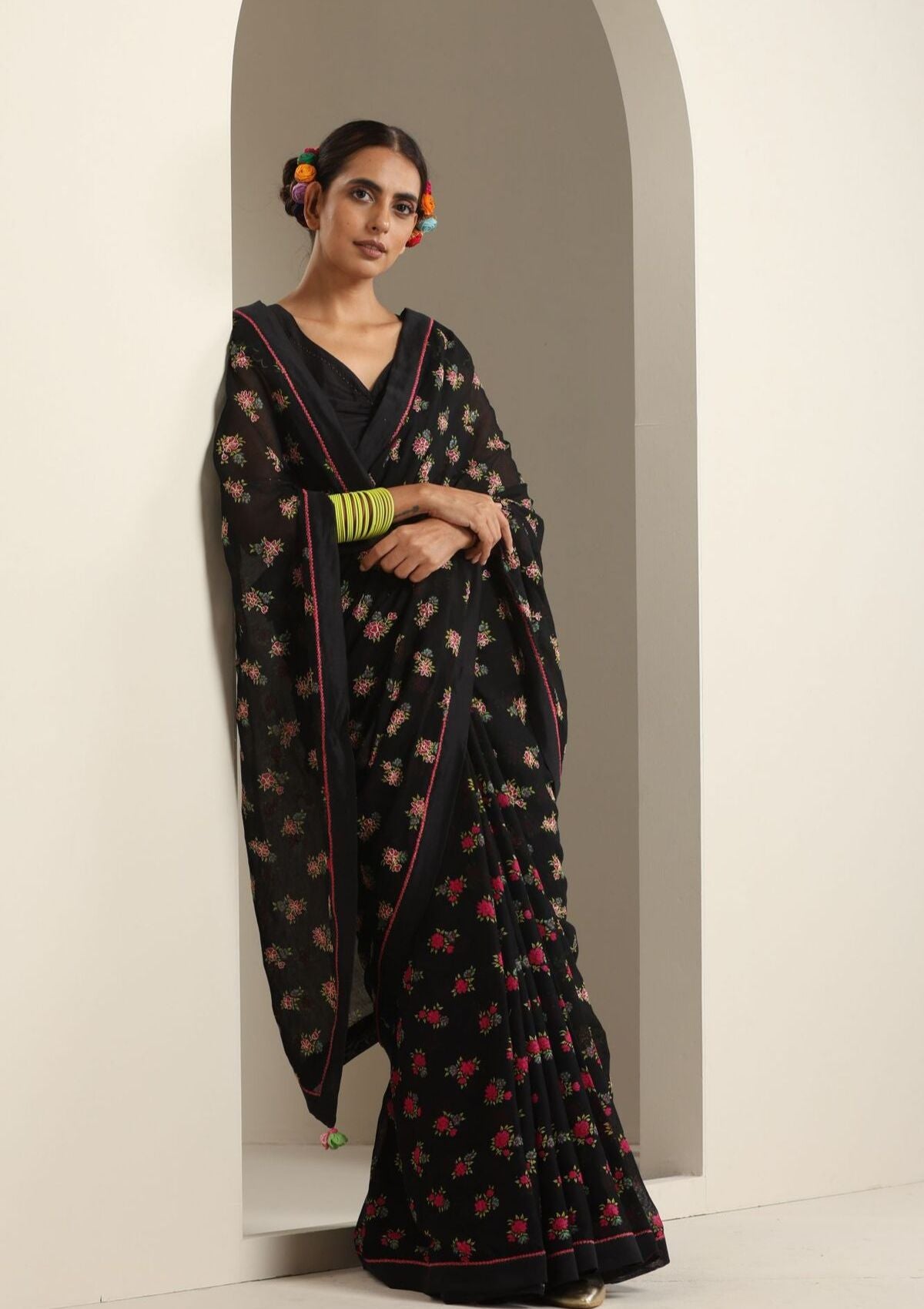 Jaunpur Black Cotton Saree