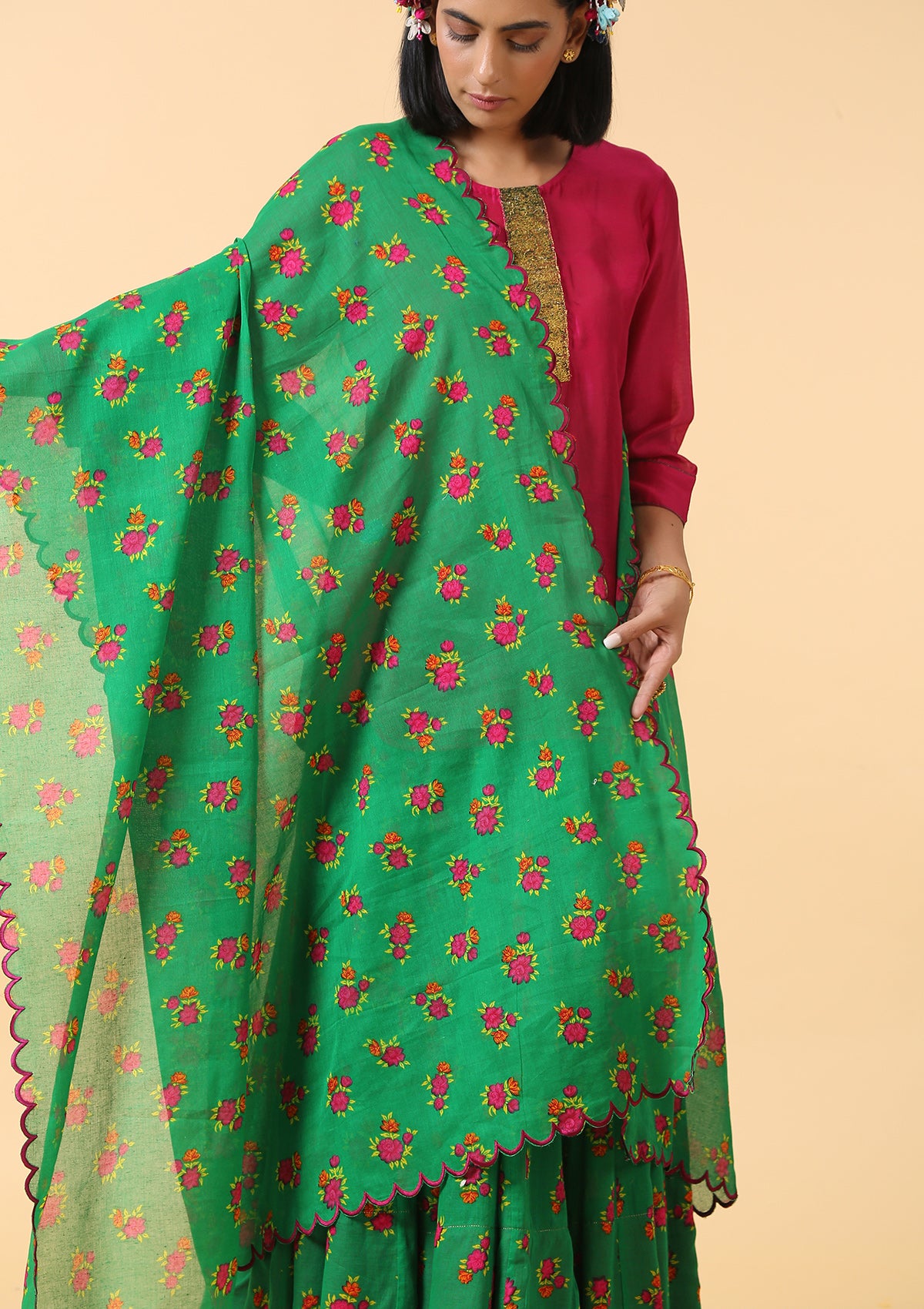 Kanji Green Cotton Dupatta