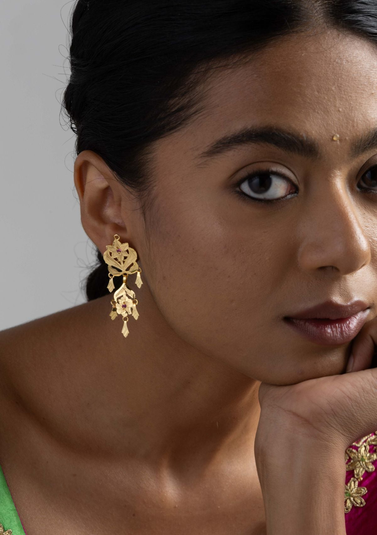 Kashvi Gold Tone Silver Earrings