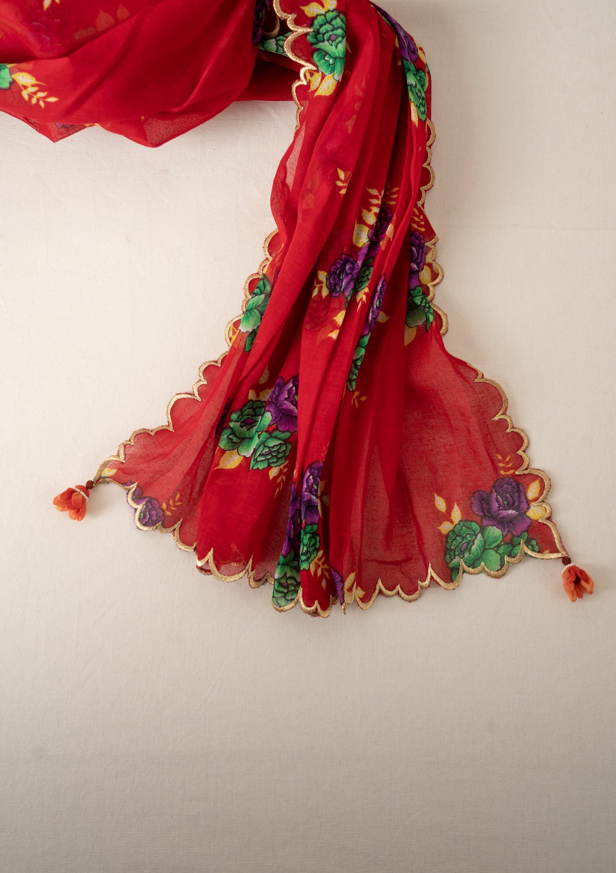 Laali Red Cotton Dupatta