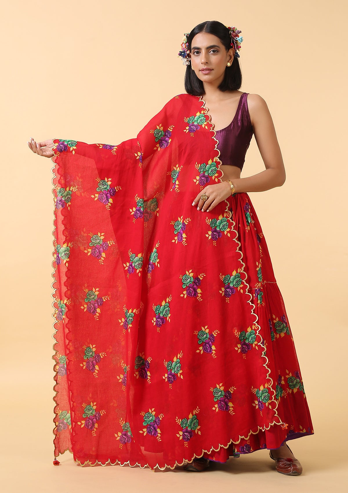 Laali Red Cotton Dupatta