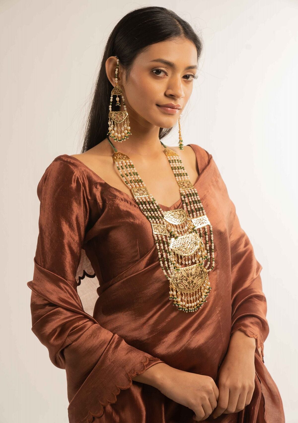 Lambanam Gold Tone Silver Necklace & Earrings Set