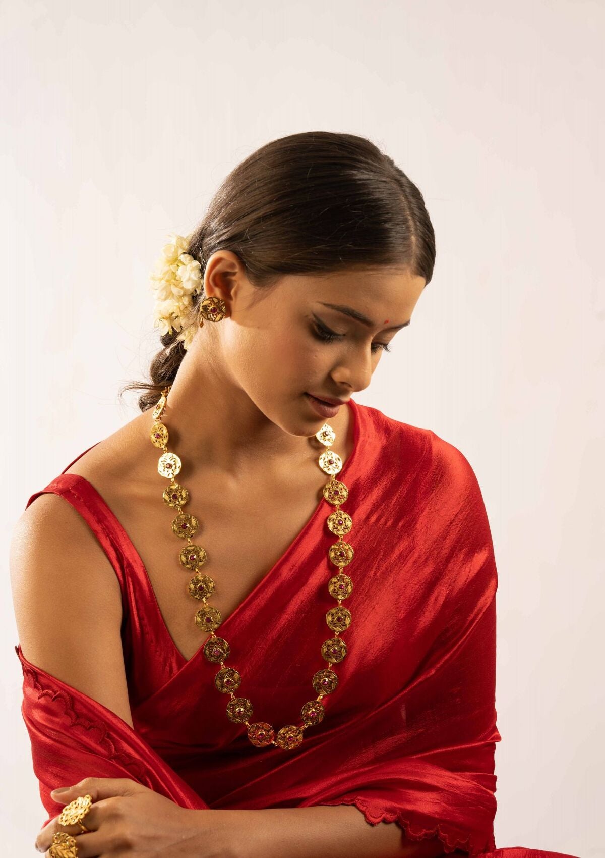 Laxmi Gold Tone Silver Necklace