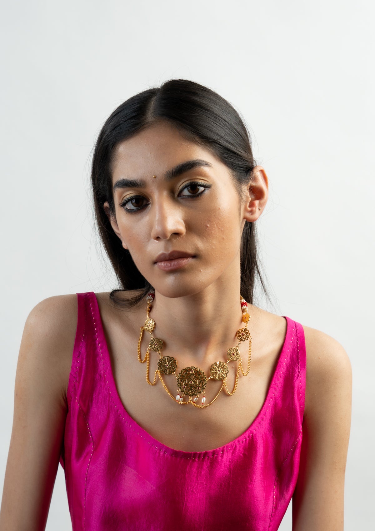 Manjusha Gold Tone Silver Necklace