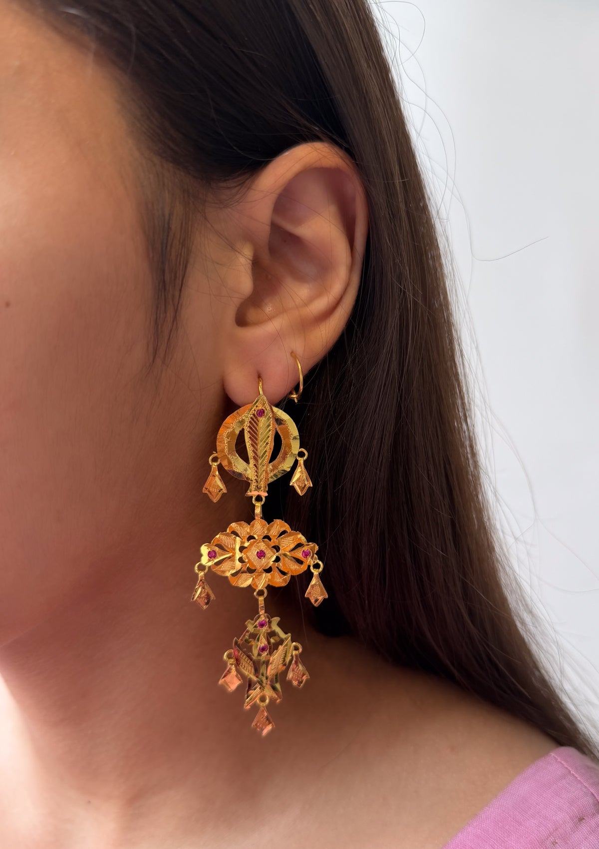 kokila Gold Tone Silver Earrings