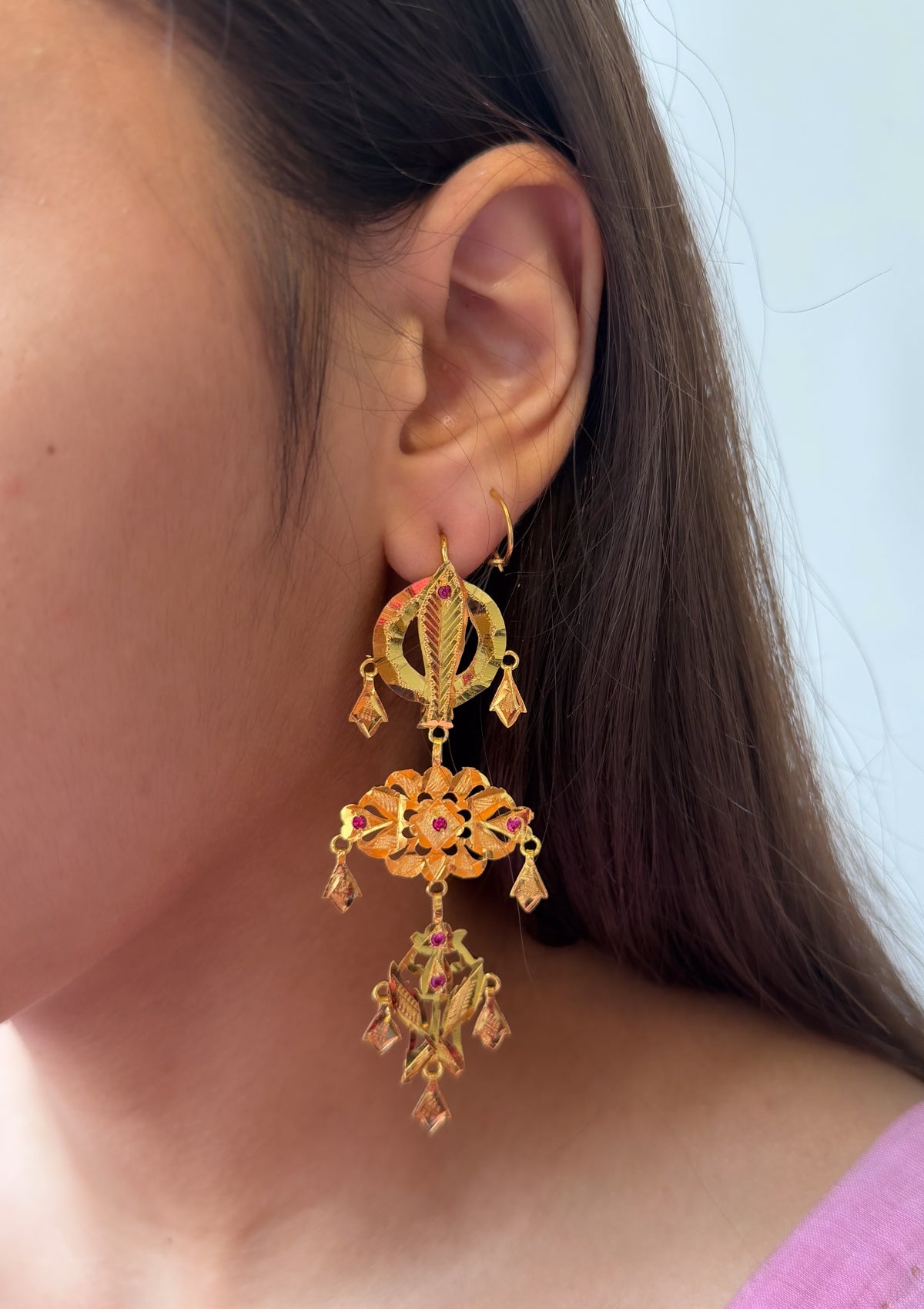 kokila Gold Tone Silver Earrings