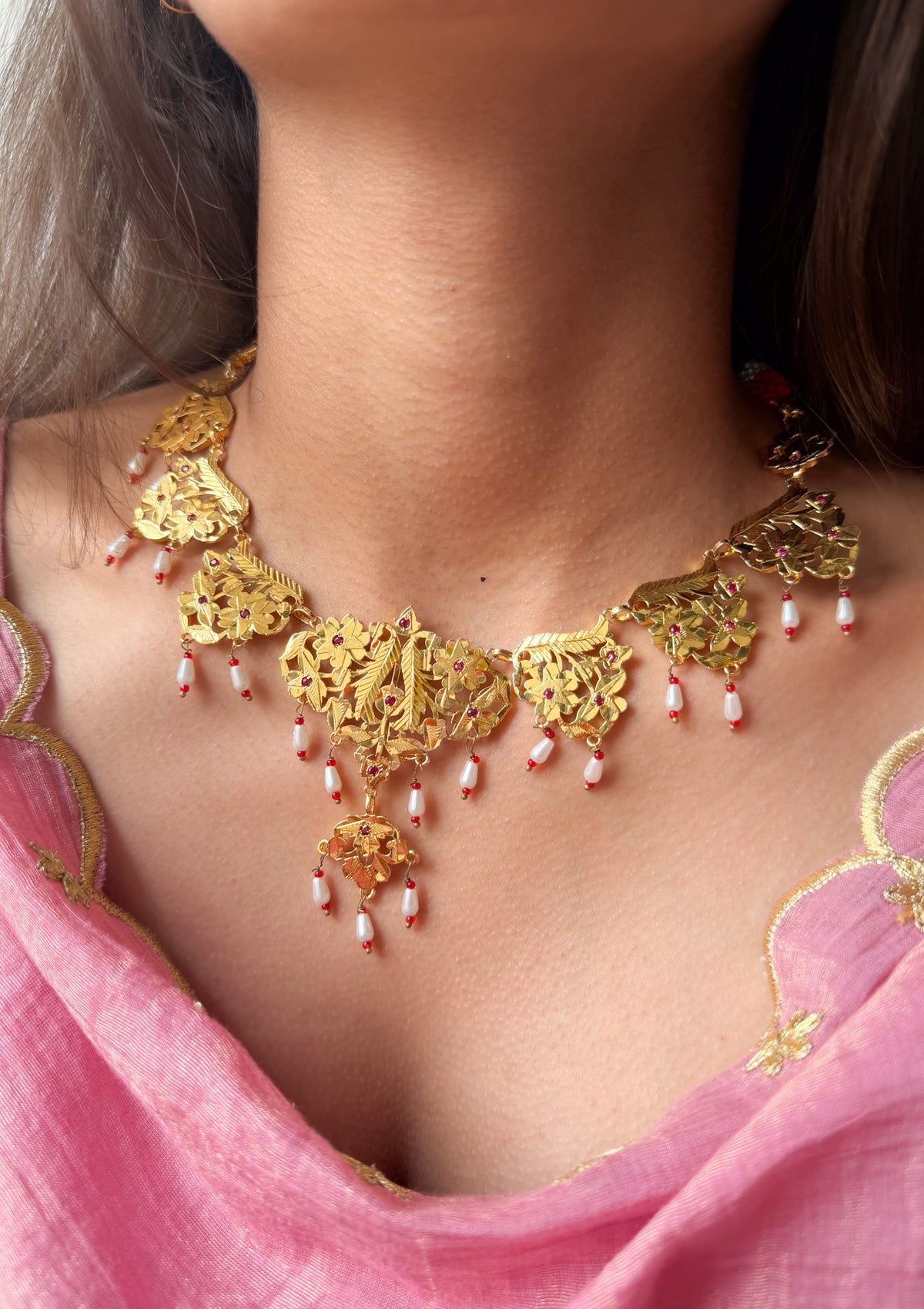 Hemavati Gold Tone Silver Necklace
