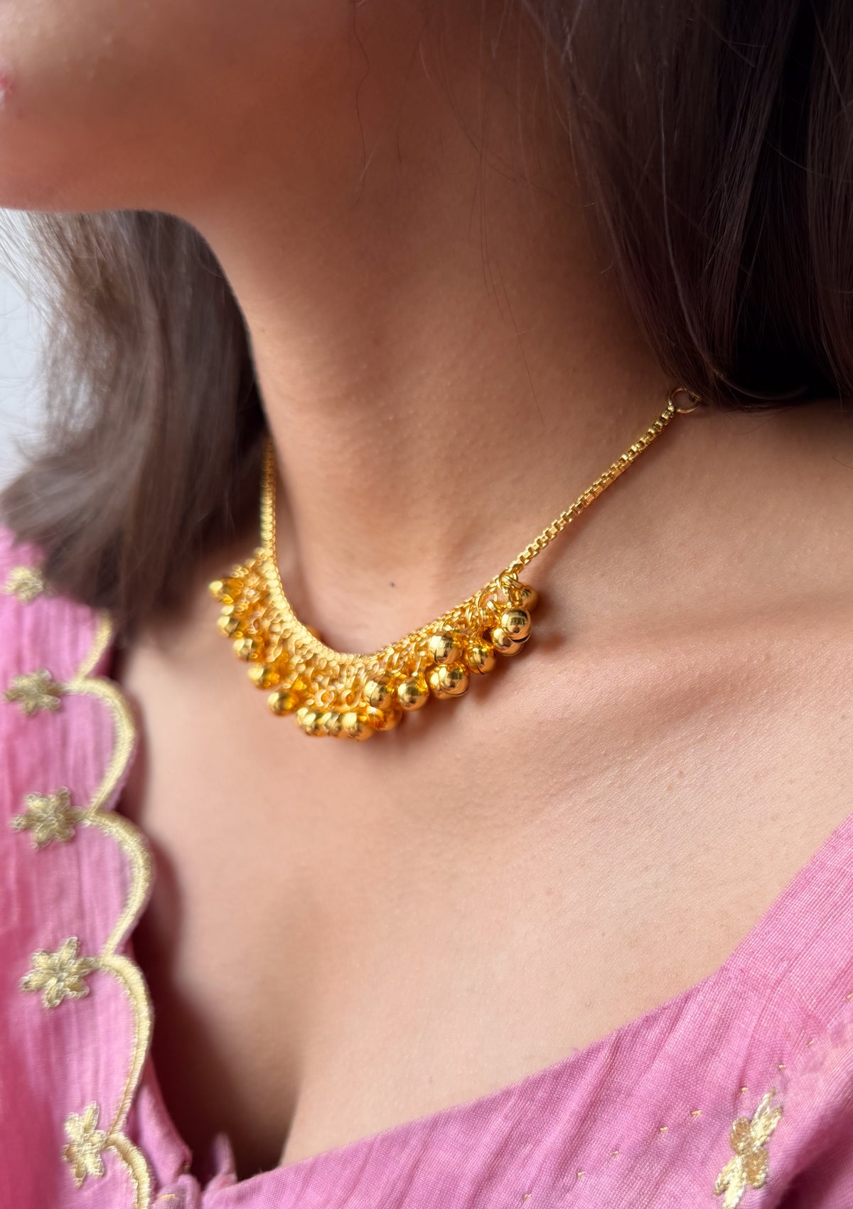 Chhavi Gold Tone Silver Necklace