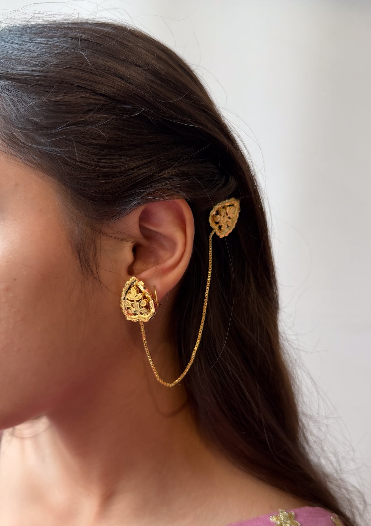 Vatsala Gold Tone Silver Earrings
