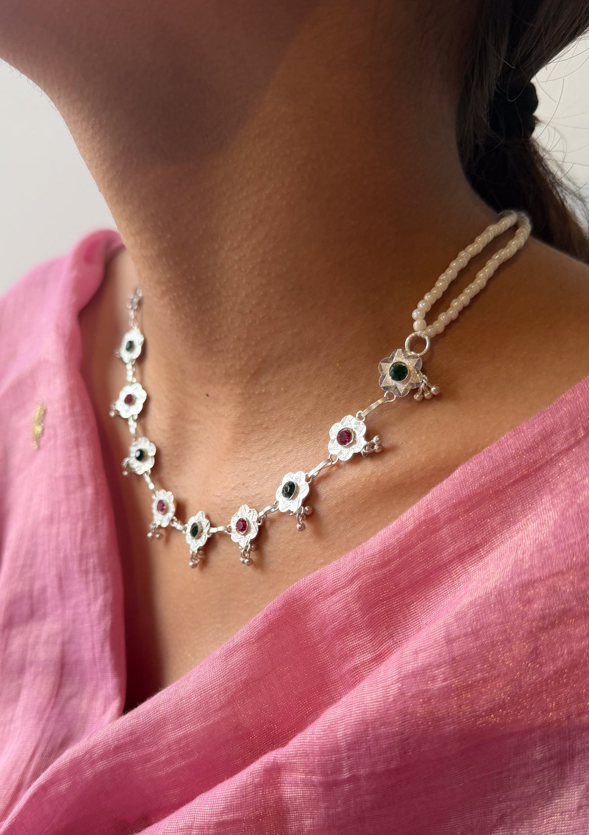 Mandakini Silver Necklace