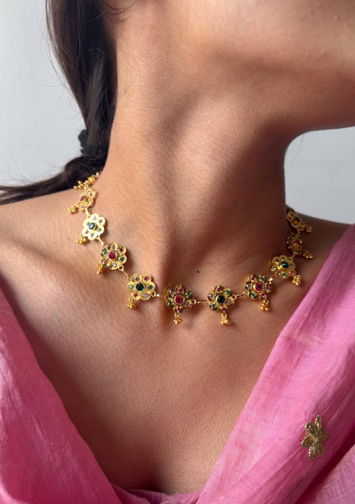 Menaka Gold Tone Silver Necklace