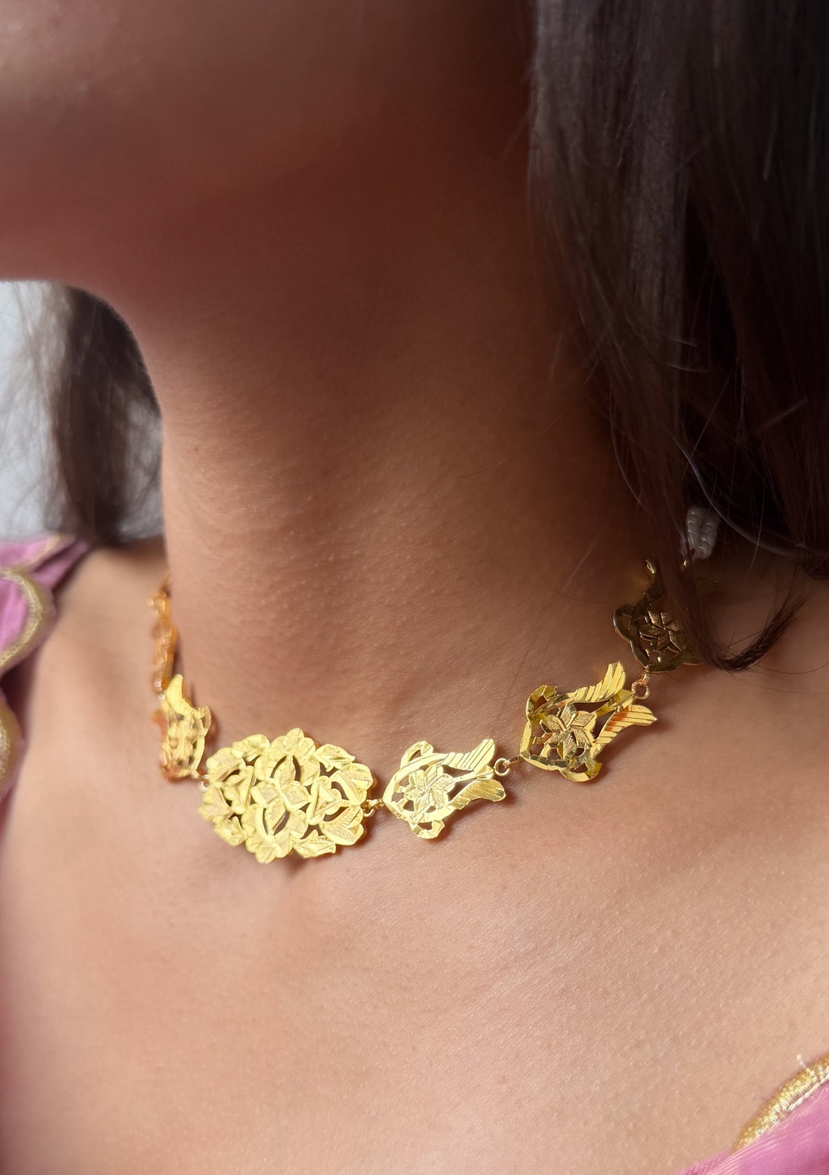 Harita  Gold Tone  Silver Necklace