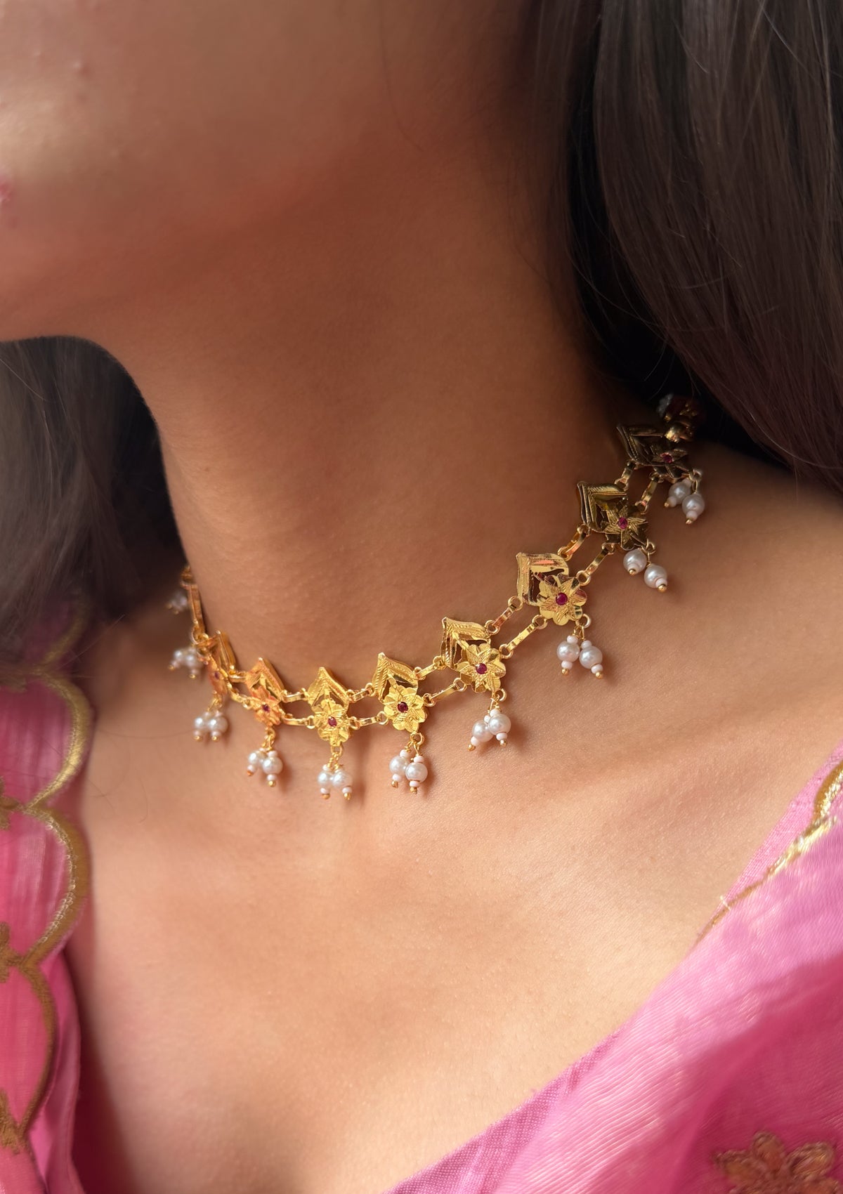 Sumati Gold Tone Silver Necklace