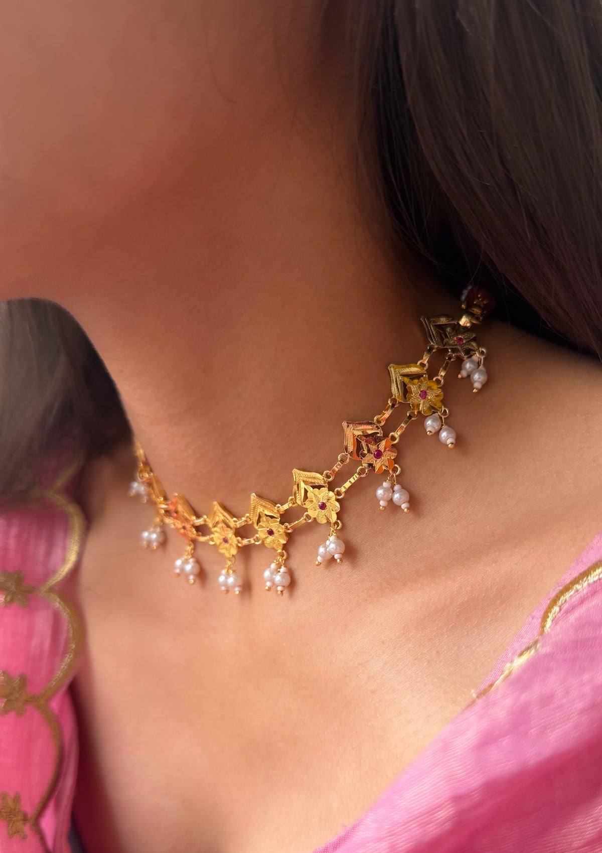 Sumati Gold Tone Silver Necklace