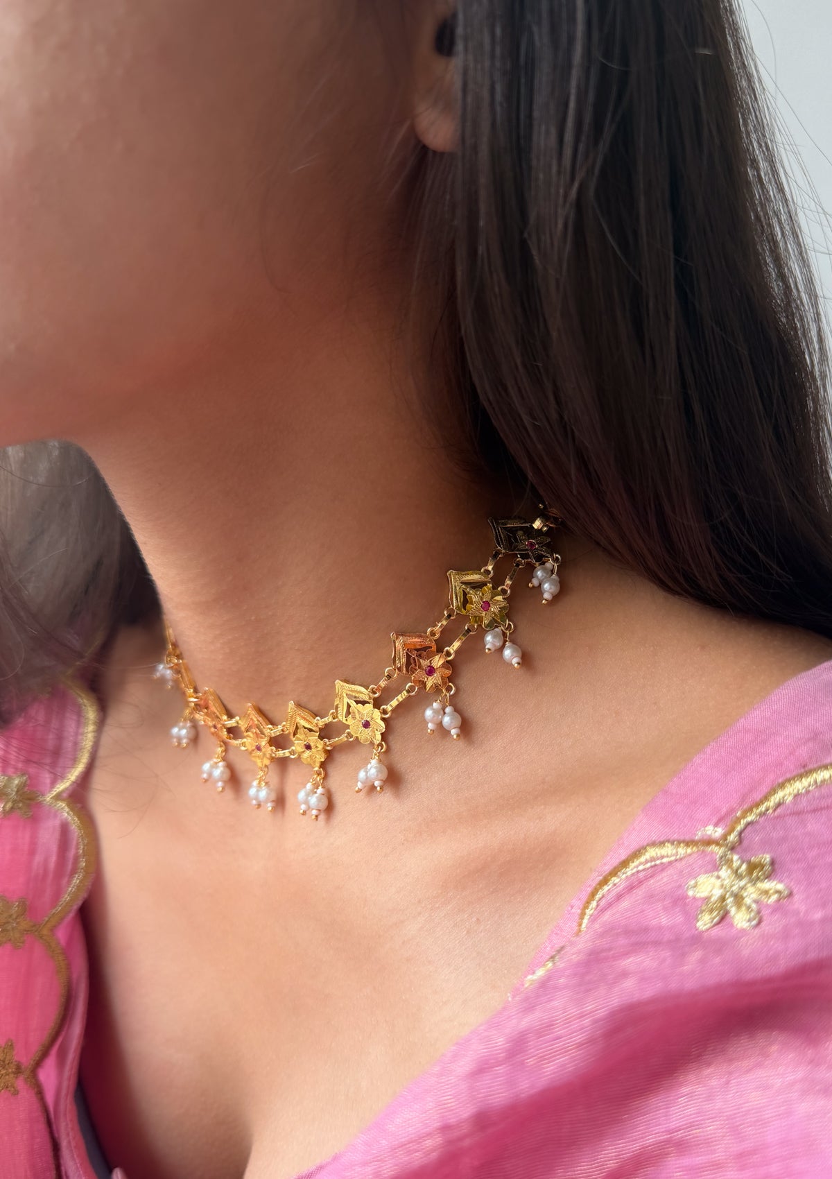 Sumati Gold Tone Silver Necklace