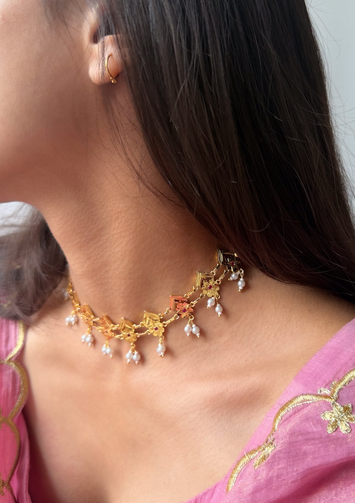 Sumati Gold Tone Silver Necklace