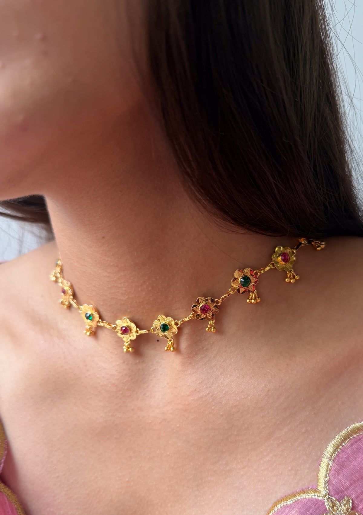 Mandakini Gold Tone Silver Necklace