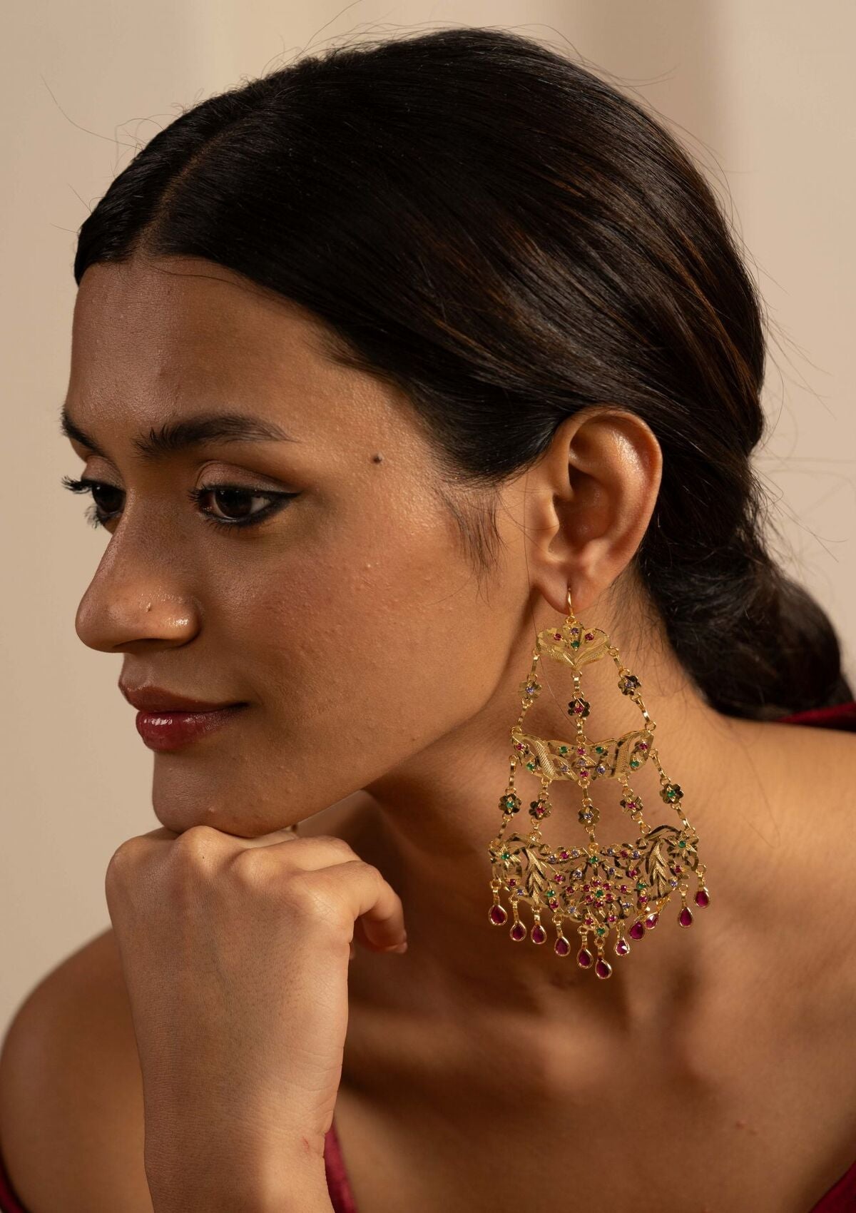 Mehboob Gold Tone Silver Earrings