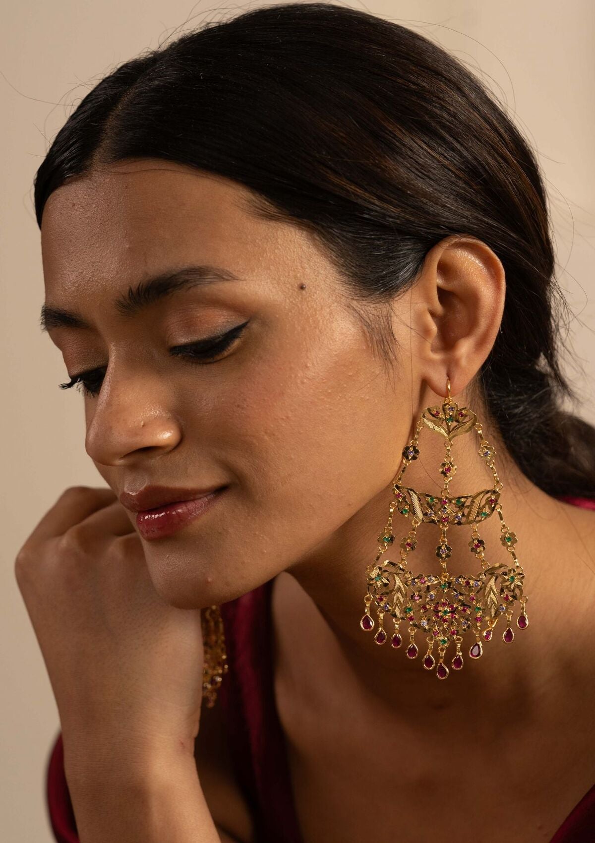 Mehboob Gold Tone Silver Earrings