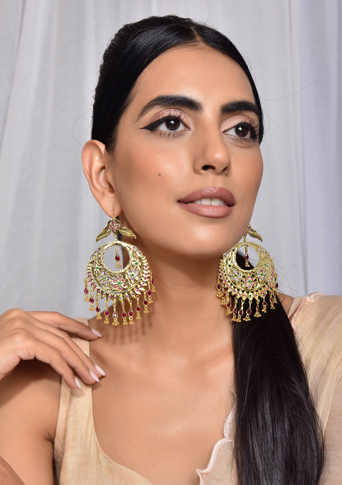 Mekhala Gold Tone Silver Earrings