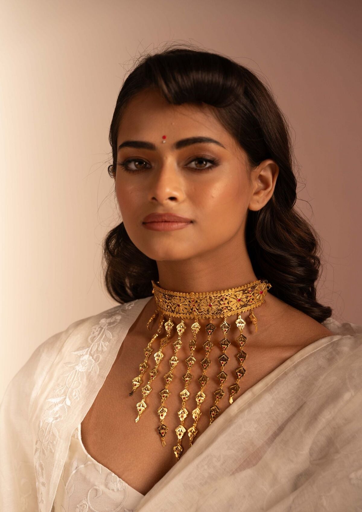 Mithlesh Gold Tone Silver Necklace & Earrings Set