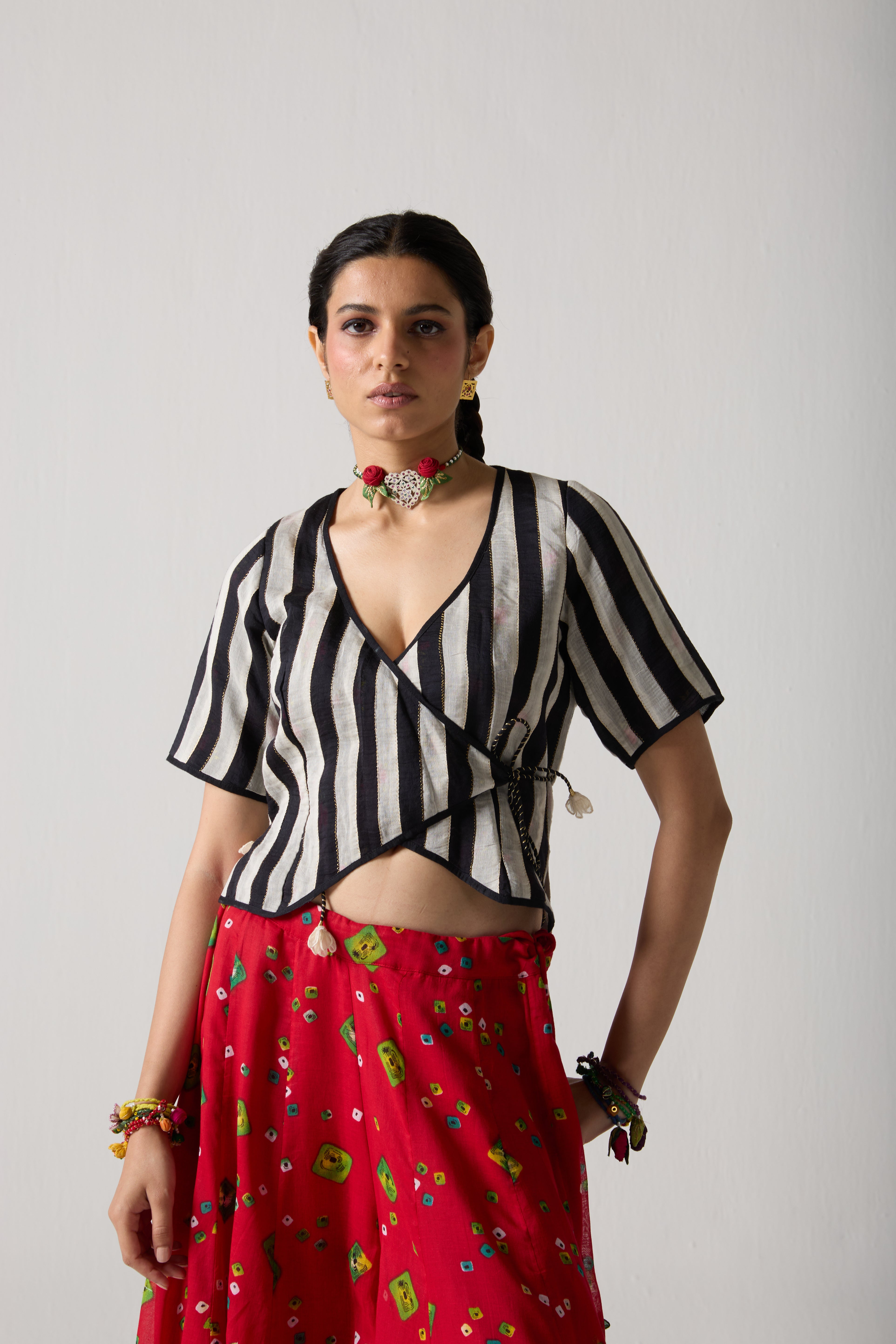 Noir Wrap Blouse