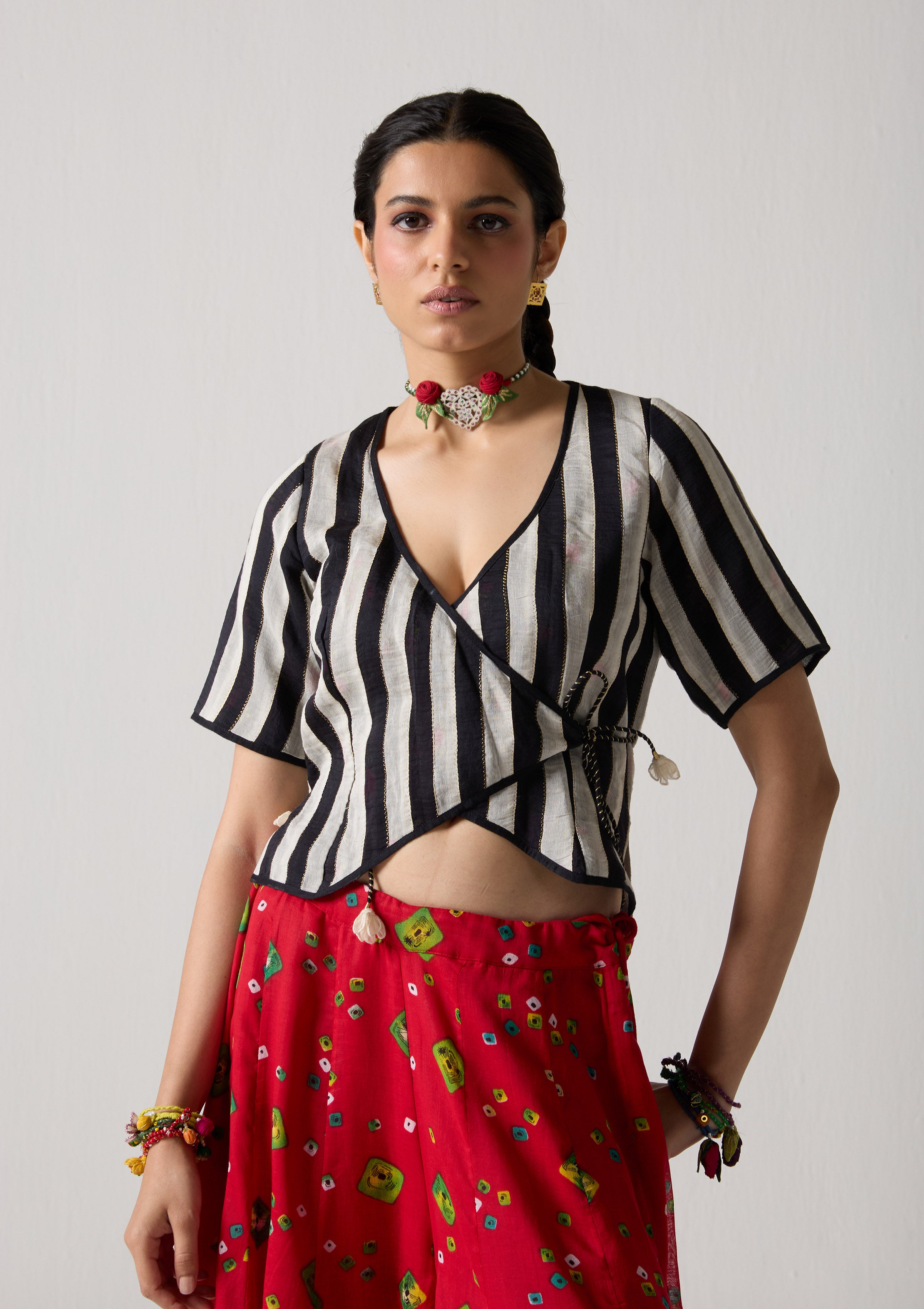 Noir Wrap Blouse