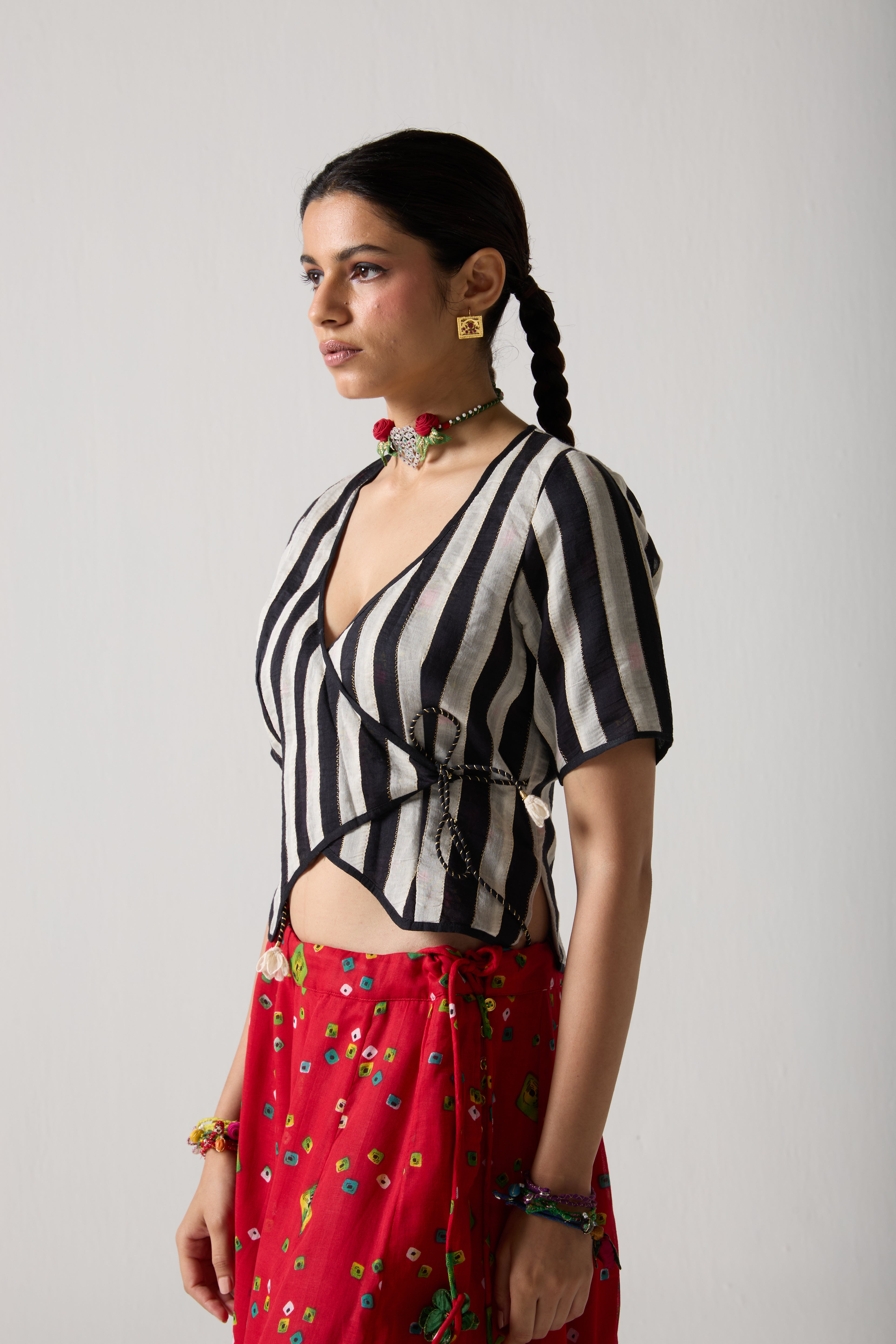 Noir Wrap Blouse