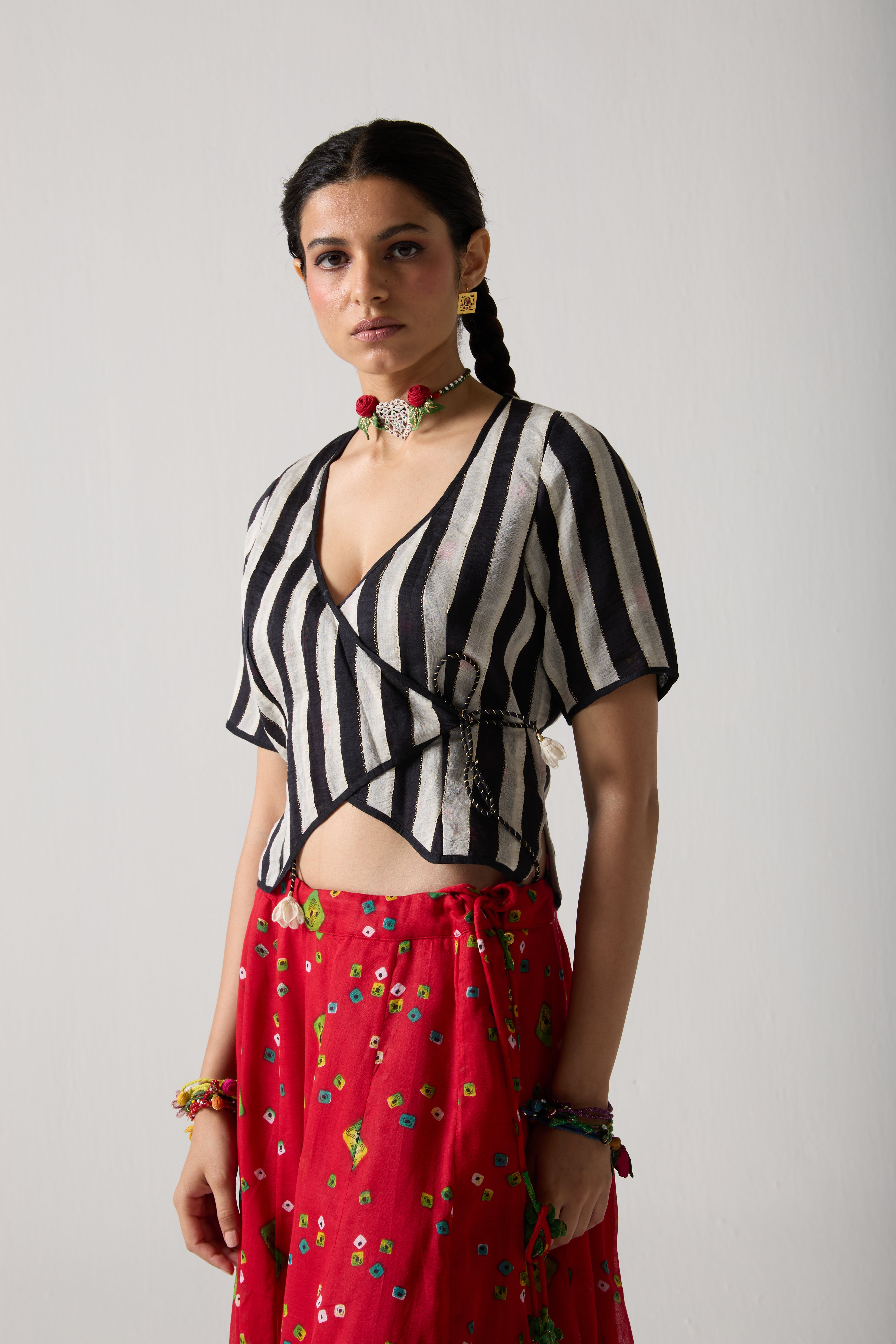 Noir Wrap Blouse