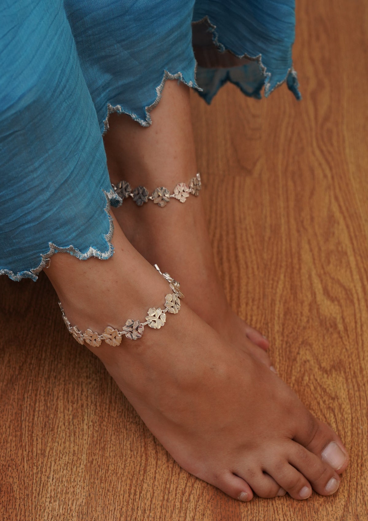 Fahmida Handmade Silver Anklets