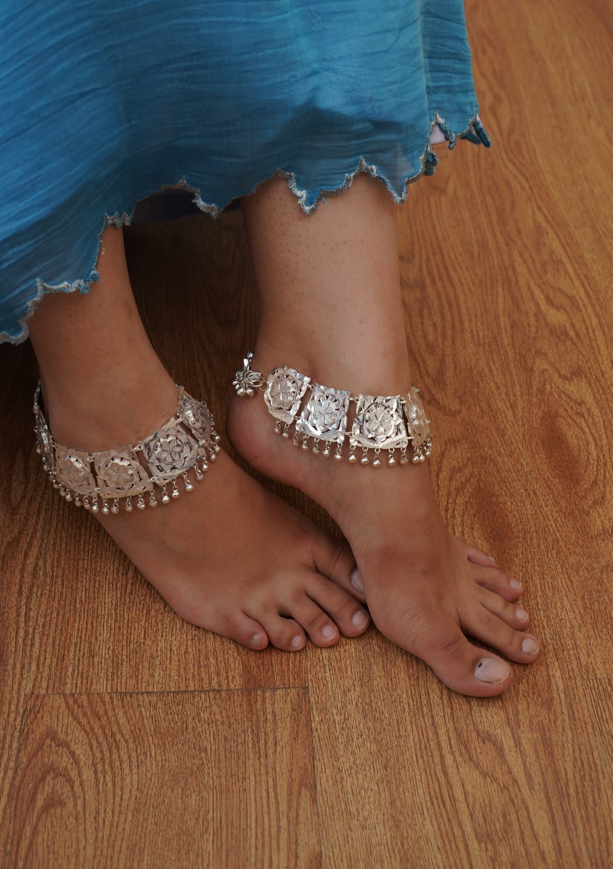 Aaghnya Handmade Silver Anklets